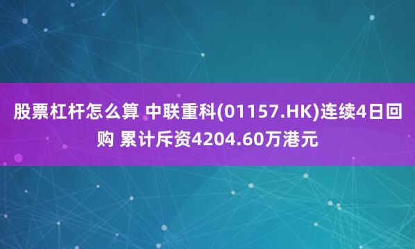 股票杠杆怎么算 中联重科(01157.HK)连续4日回购 累计斥资4204.60万港元