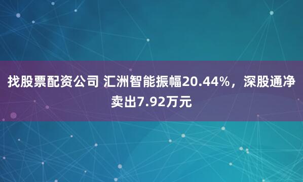 找股票配资公司 汇洲智能振幅20.44%，深股通净卖出7.92万元