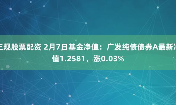 正规股票配资 2月7日基金净值：广发纯债债券A最新净值1.2581，涨0.03%