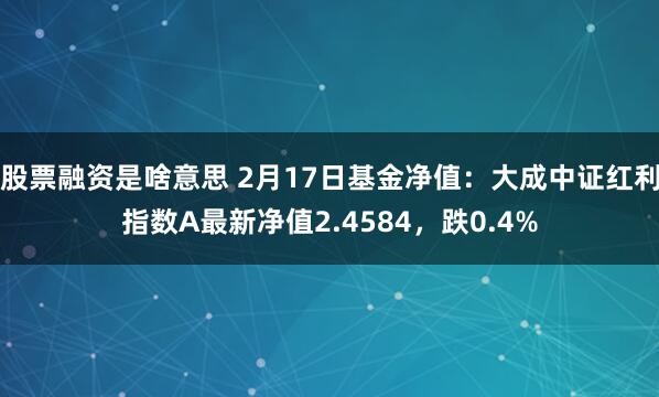 股票融资是啥意思 2月17日基金净值：大成中证红利指数A最新净值2.4584，跌0.4%