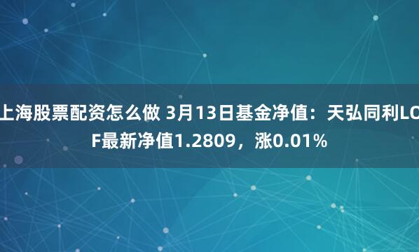 上海股票配资怎么做 3月13日基金净值：天弘同利LOF最新净值1.2809，涨0.01%